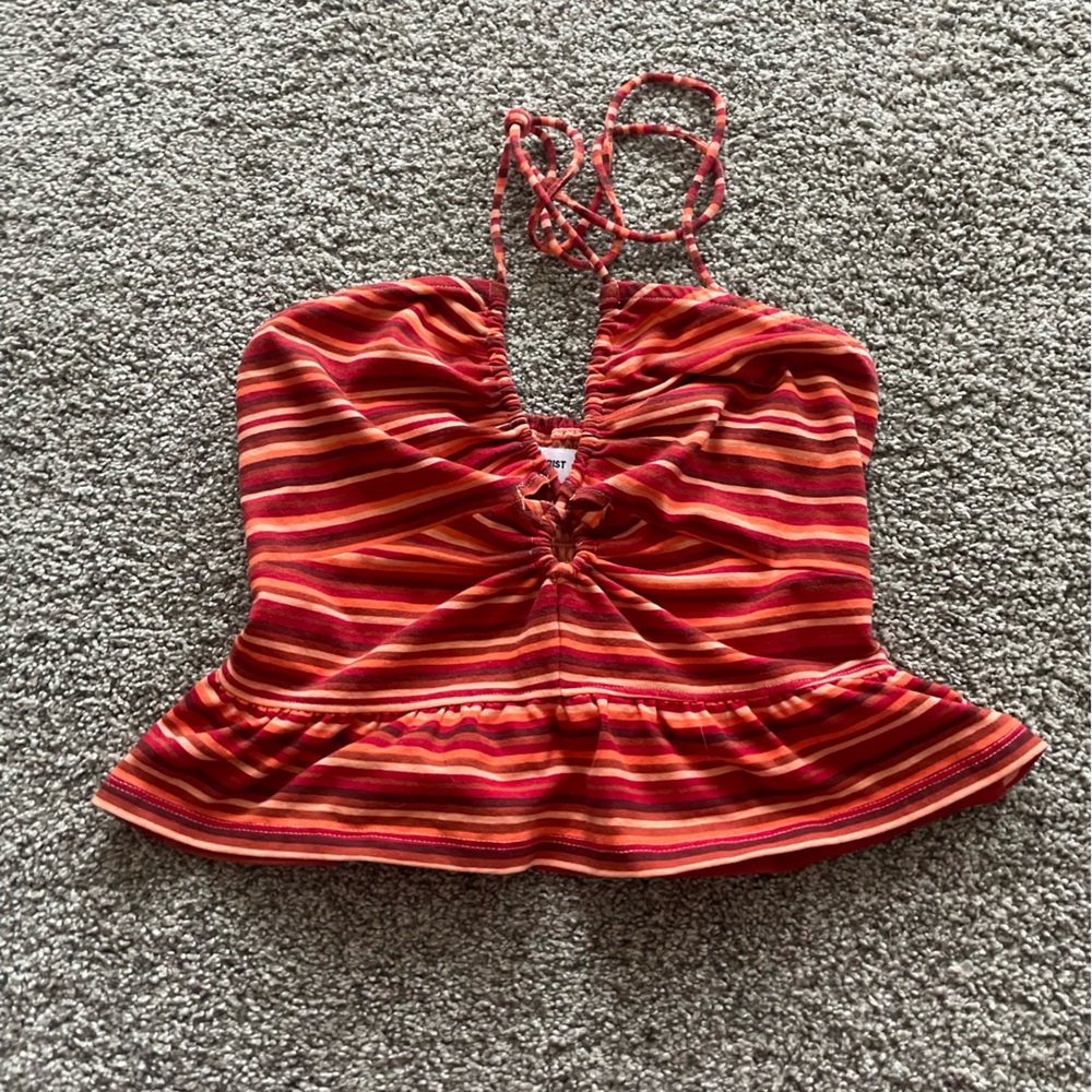 Striped Red Halter Tank Top